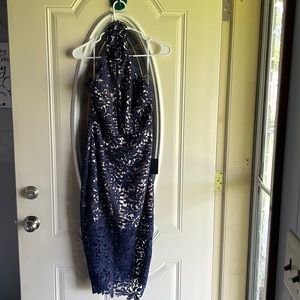 Brand NEW, with tags!!  Lulus Divine Destiny Navy Blue Lace Midi Dress! Size M.